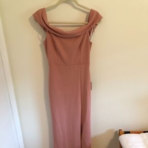 NEW Lulus Mauve Pink Off-the-Shoulder Maxi Dress